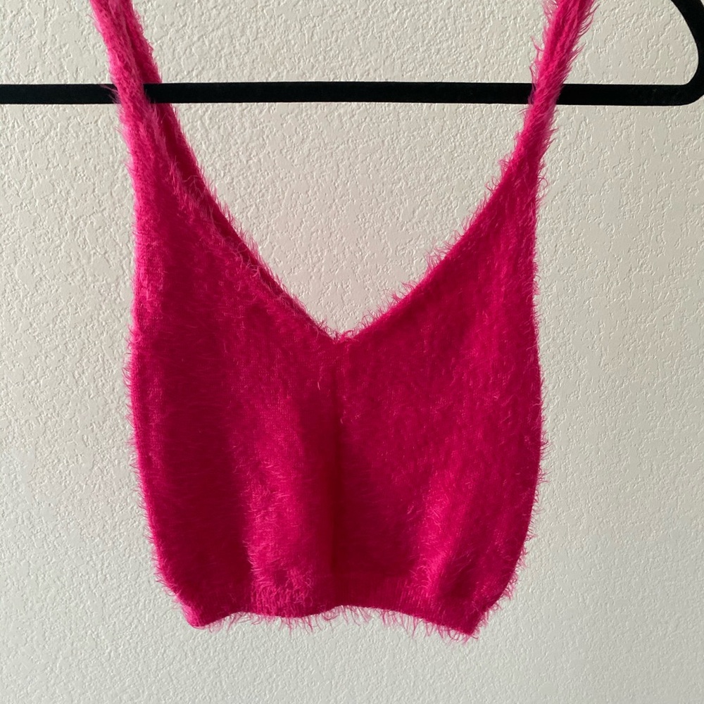 Cropped fuzzy sweater top